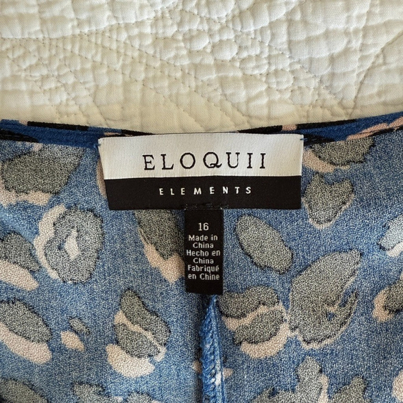 Eloquii Elements Blue Leopard Print Jumpsuit Size 16 V-Neck Short Sleeve Belted - Picture 9 of 15